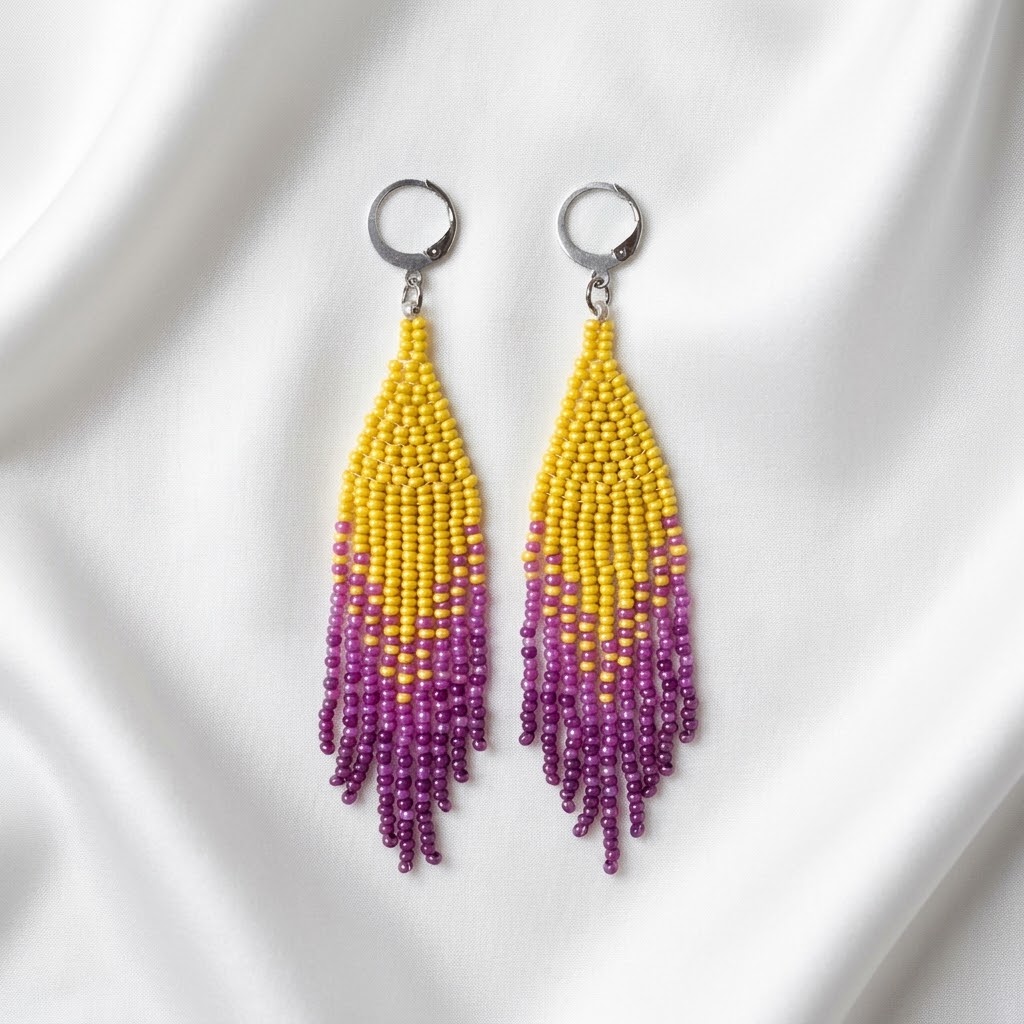 Ombré náušnice Violet meets yellow